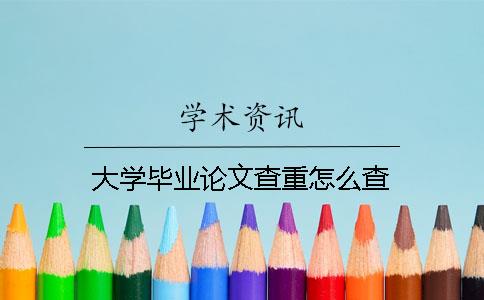 大学毕业论文查重怎么查